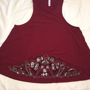 Maroon Embellished Tank Top